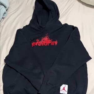 Jordan Black Hoodie with Red Logo